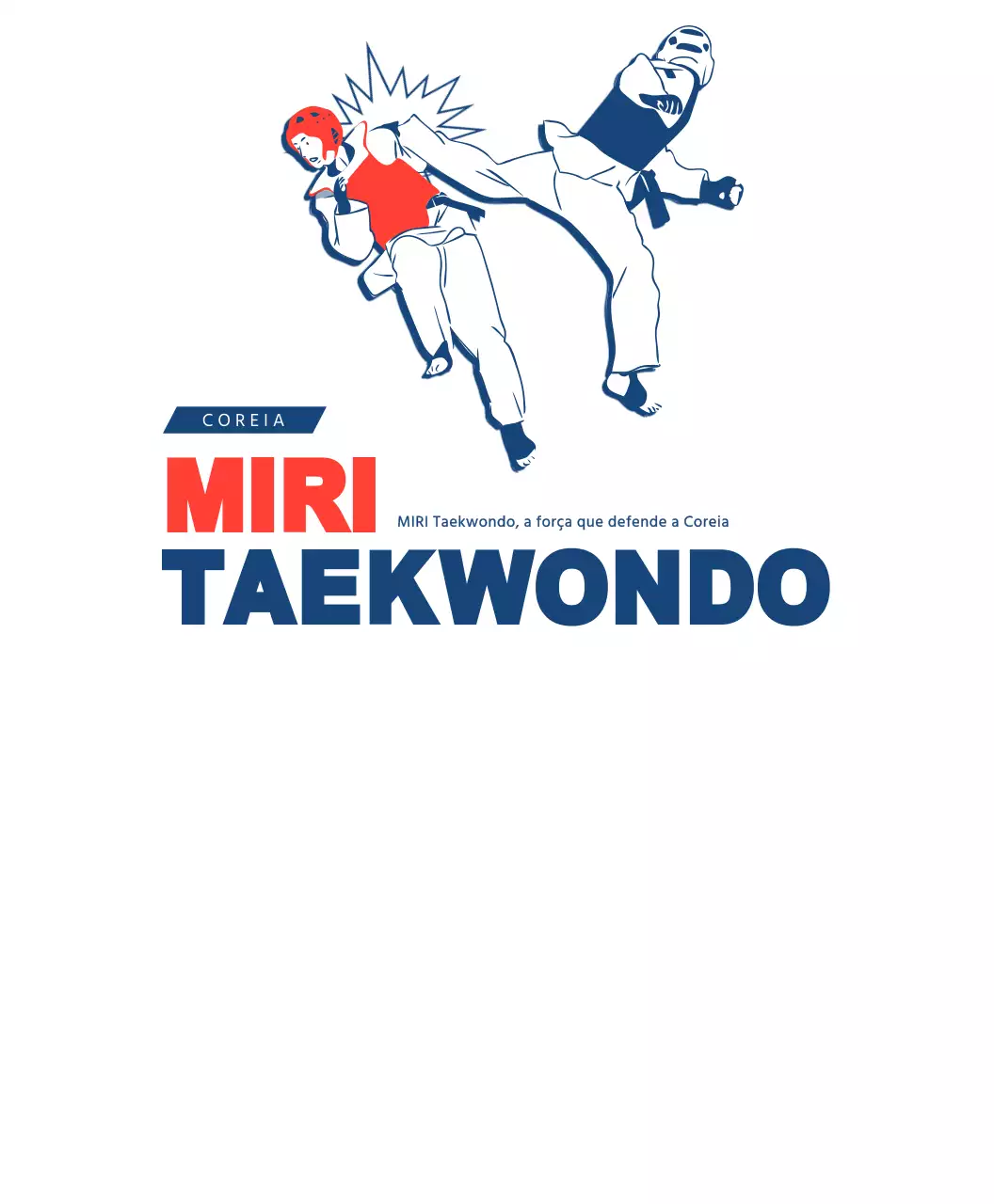 T-shirt do grupo escolar de taekwondo com personagens a praticar taekwondo