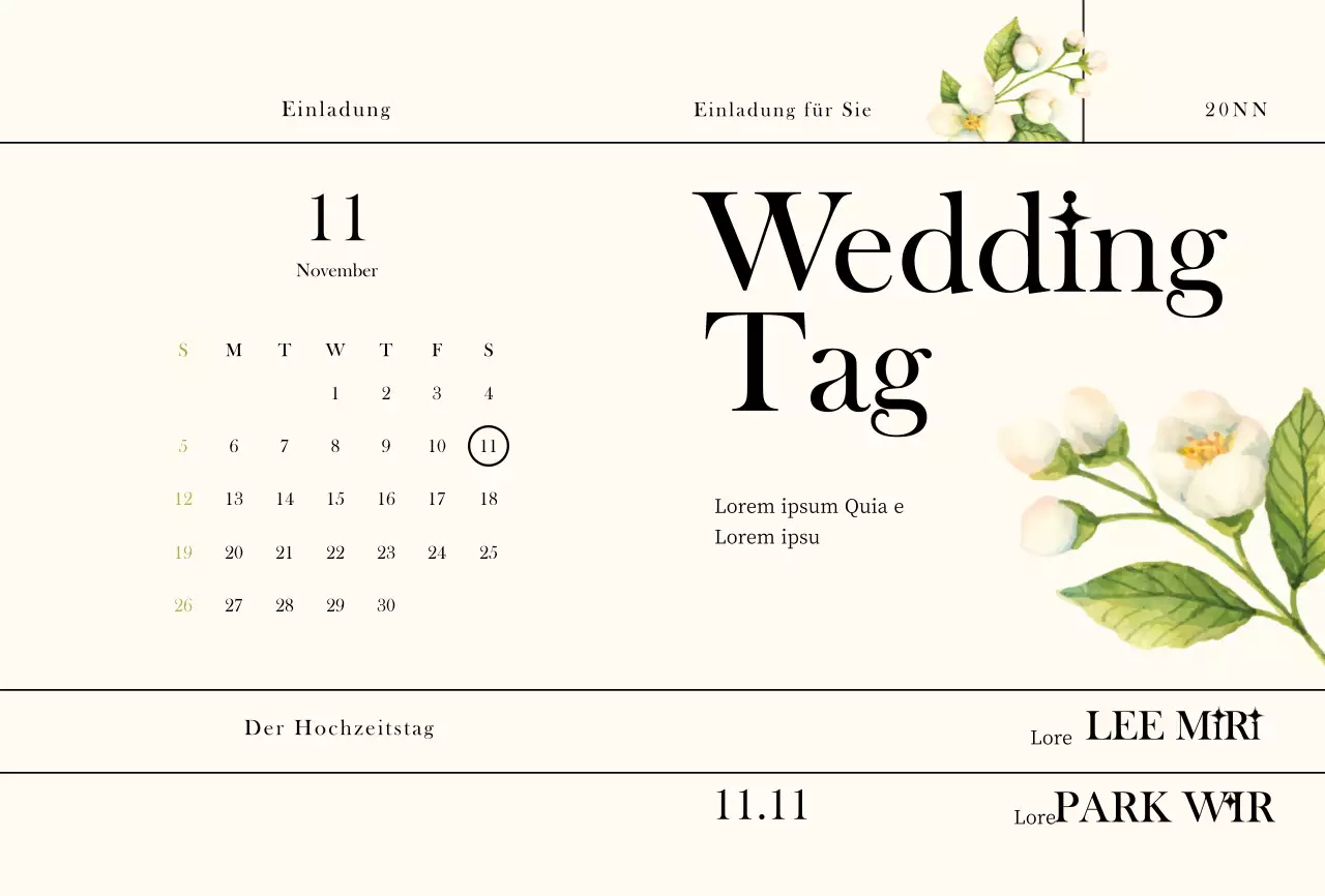 Hochzeitseinladung mit Aquarell blumige Illustration Konzept mit Linien