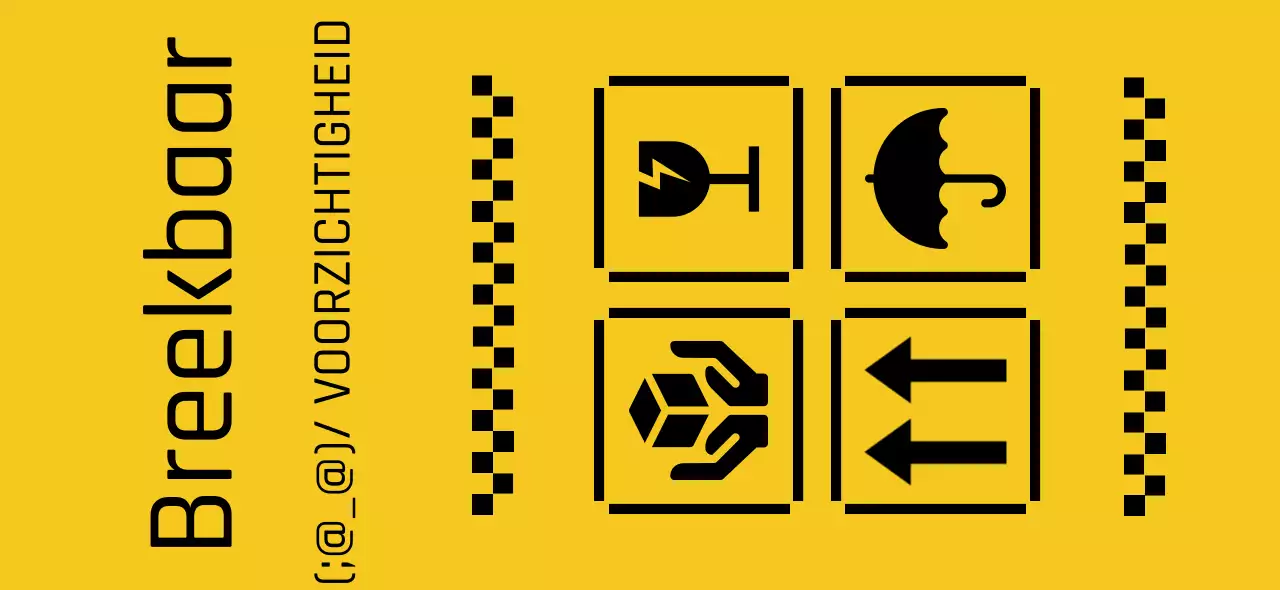 Afleveringsberichten en waarschuwingen met een geel en zwart gepixeleerd concept