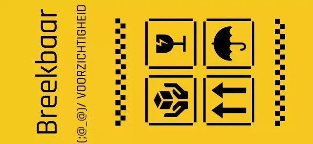 Afleveringsberichten en waarschuwingen met een geel en zwart gepixeleerd concept