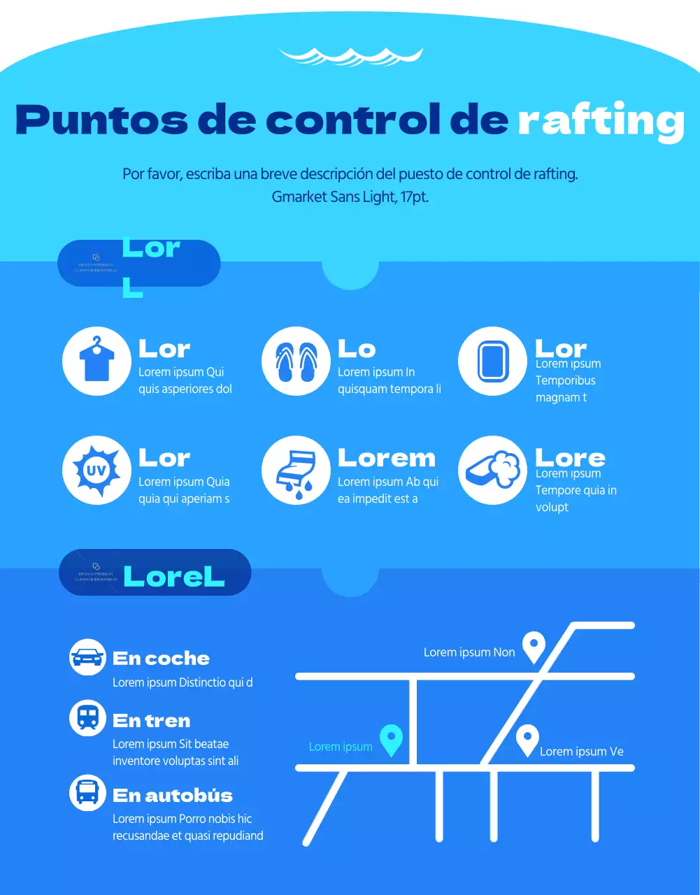 Rafting fresco y limpio en azul claro y blanco