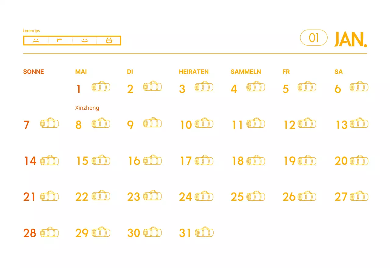 Orangefarbene Kalender zum Verschenken bei der Werbung für Ihr Yogastudio