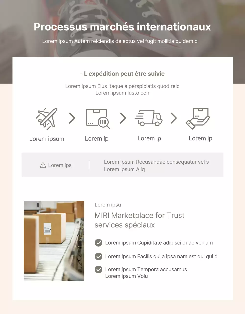 Modèle d'agent d'achat international beige et calme