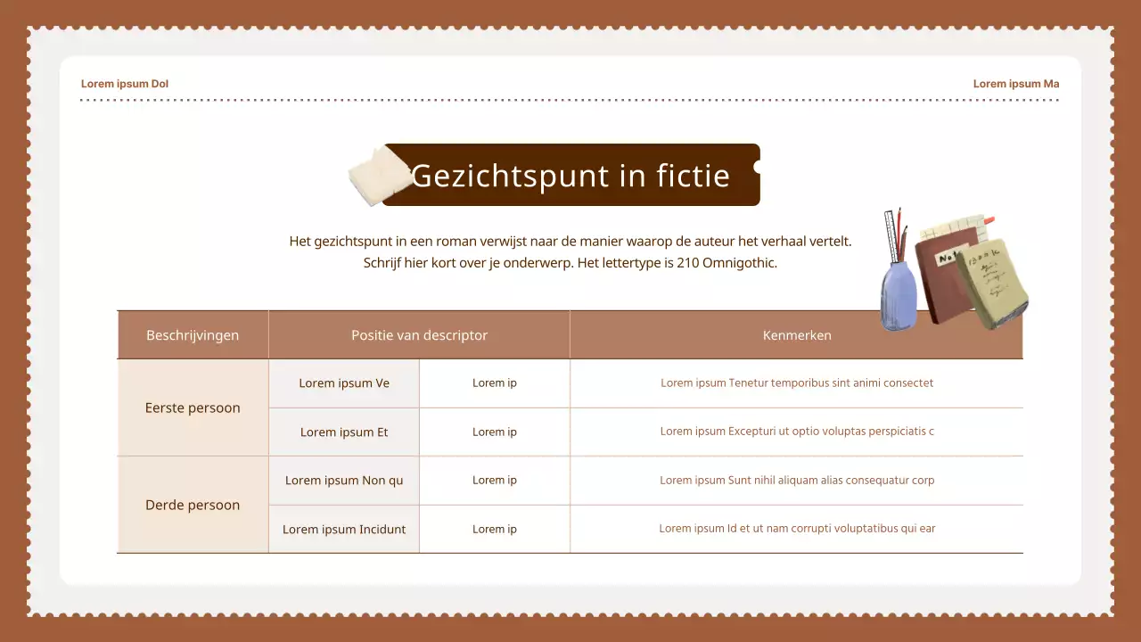 Bruine Vintage Eenvoudige Stempels Nationale Taal Leermiddelen