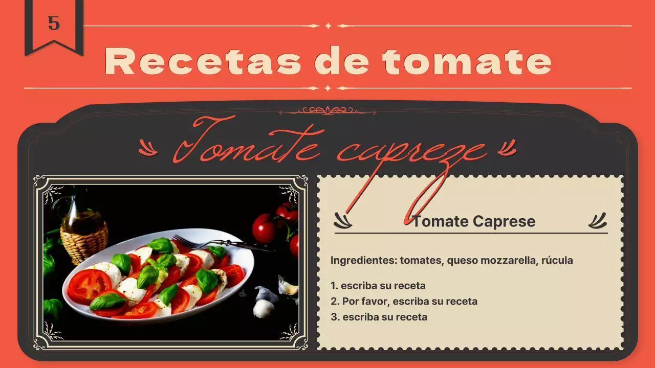 Presentación de tomates con un concepto de etiqueta vintage en naranja y azul marino