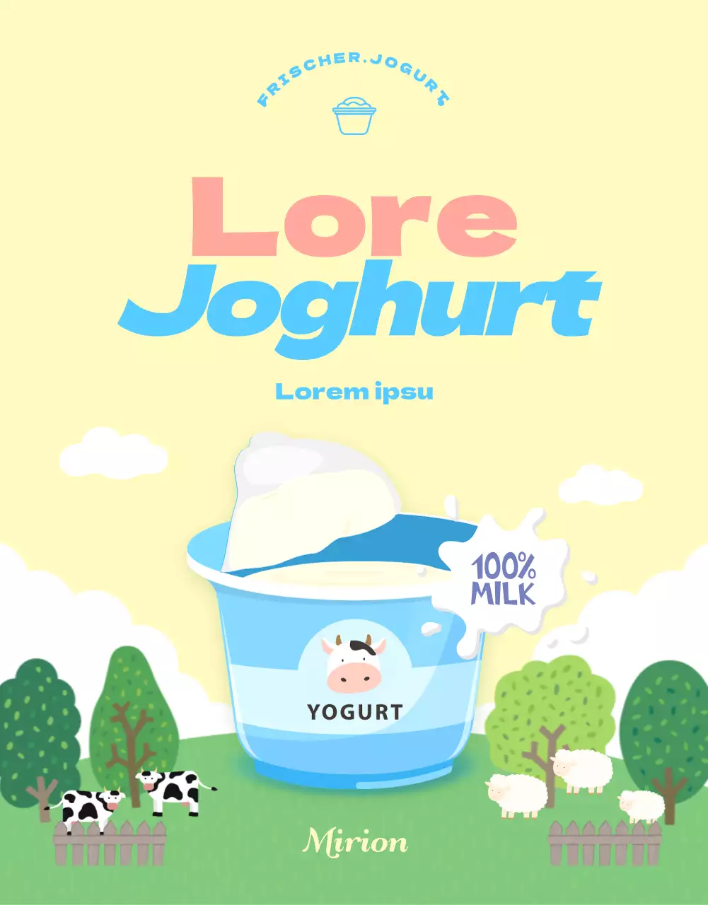 Joghurt-Informationen in niedlichen Pastellbildern