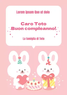 Simpatica celebrazione con il personaggio di un coniglietto che festeggia il suo compleanno in rosa