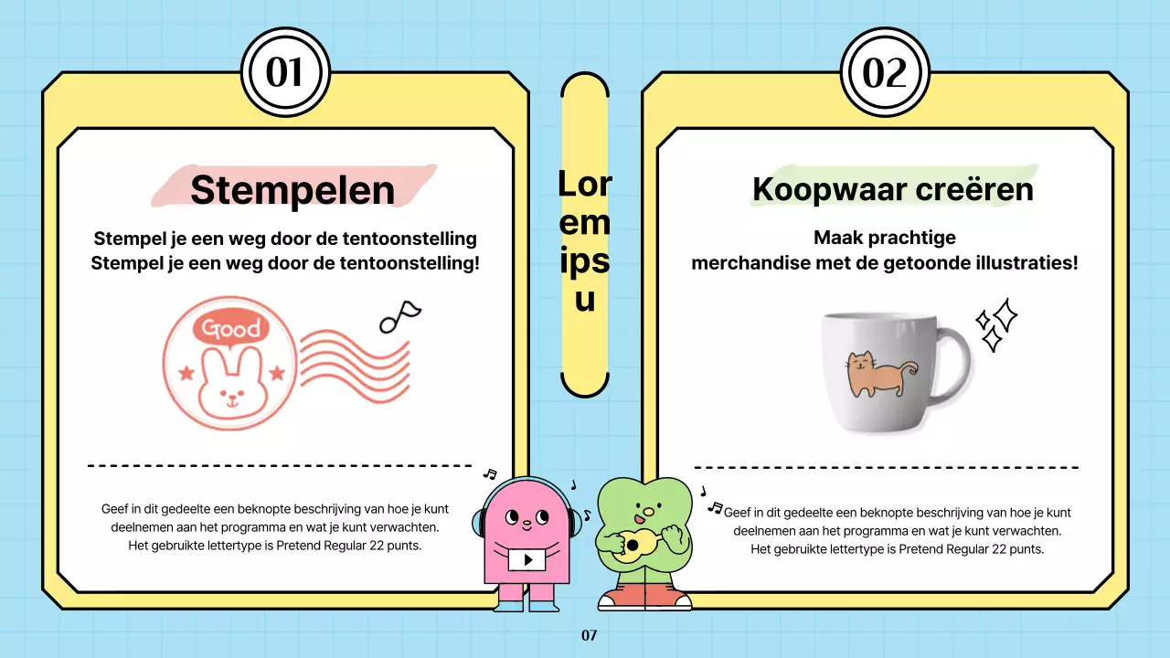 Tentoonstellingsvoorstel voor kinderen met kleurrijke, eenvoudige en schattige illustraties