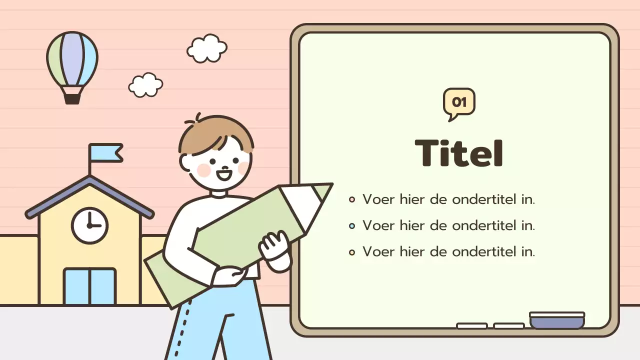 Pastelkrijtbord thema schattige illustraties voor in de klas