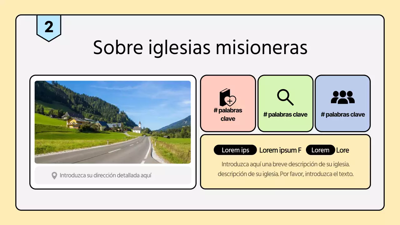 Un folleto de misiones de verano de la Iglesia, limpio y en colores pastel