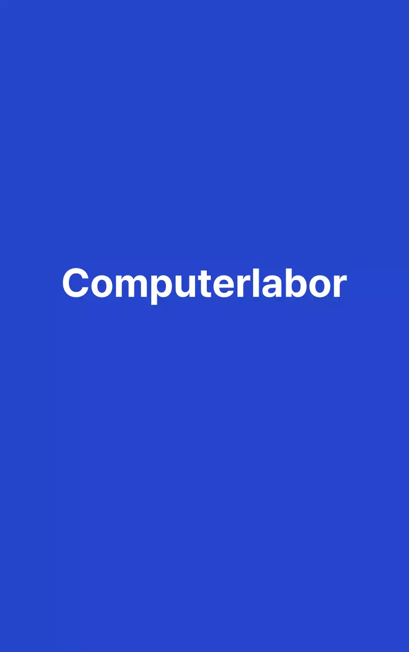 Einfaches Design mit dem Firmenlogo in Blau und Weiß