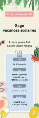 Introduire un événement scolaire avec une ambiance de piscine d'été en jaune et bleu clair