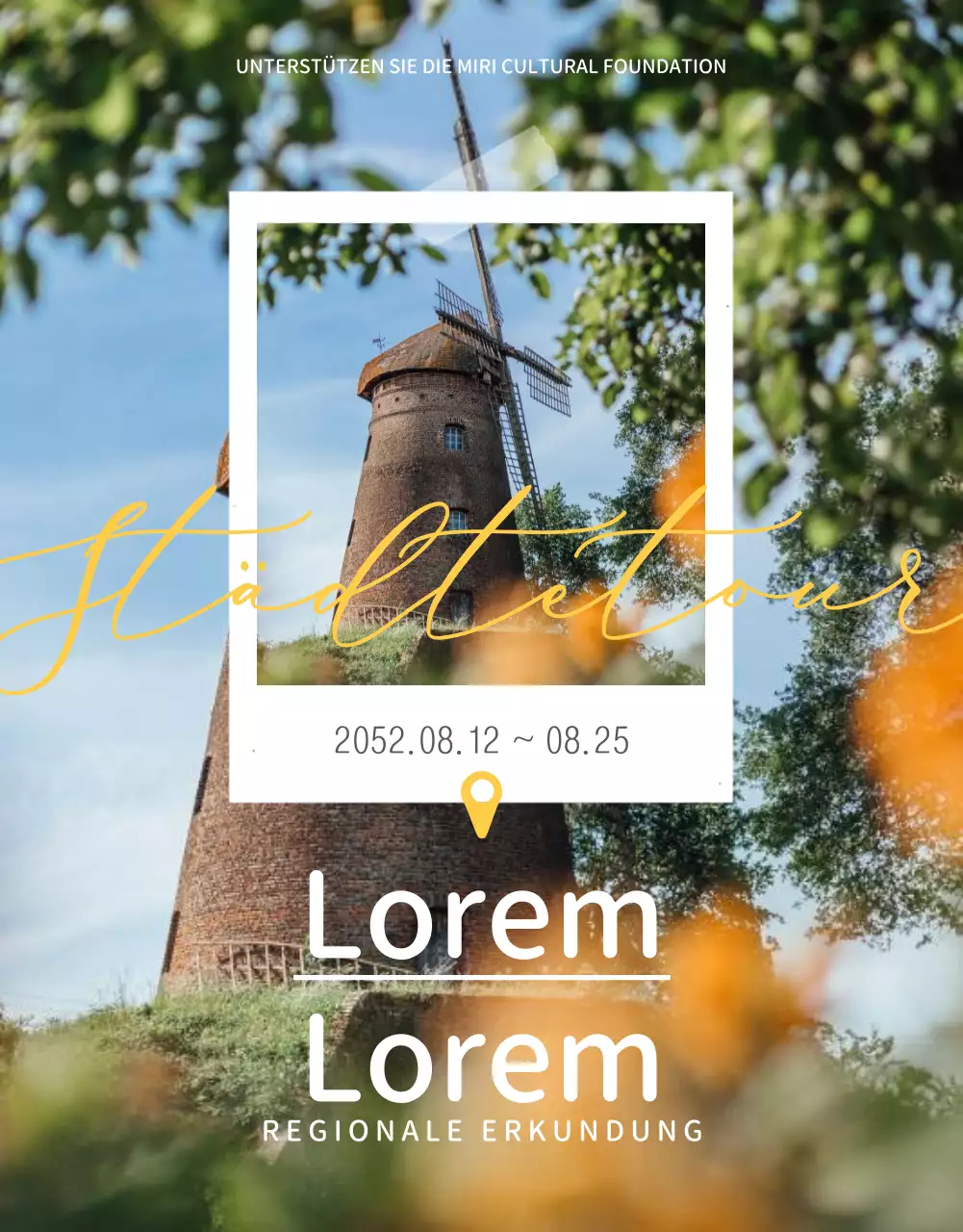 Polaroid Konzept Bereich Explorationsprogramm in hellgrün und gelb