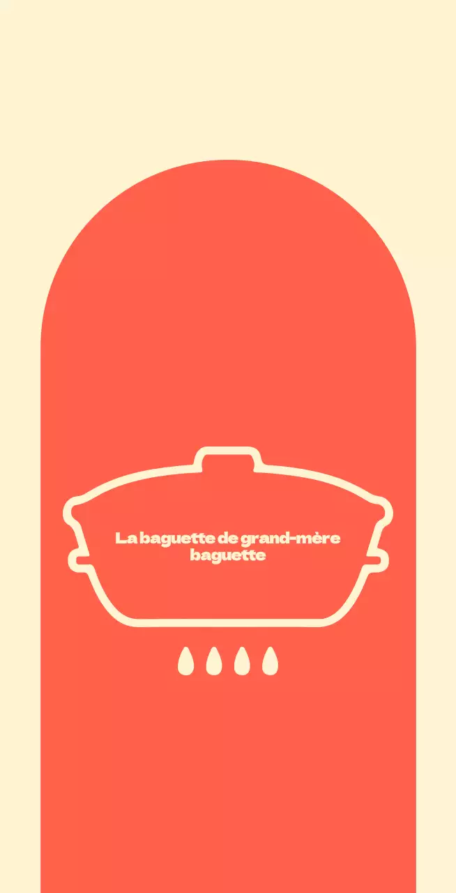 Baguette de grand-mère en balsa avec des formes arquées rouges sur fond ivoire