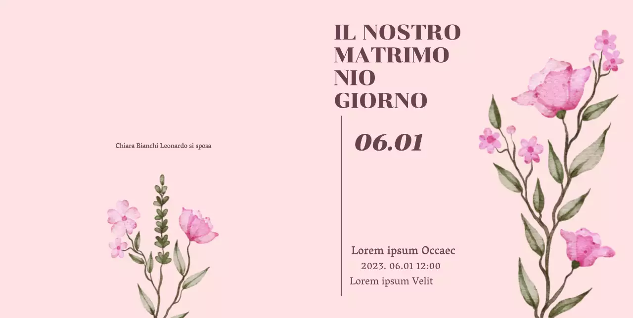Invito per il giorno del matrimonio con accenti floreali rosa