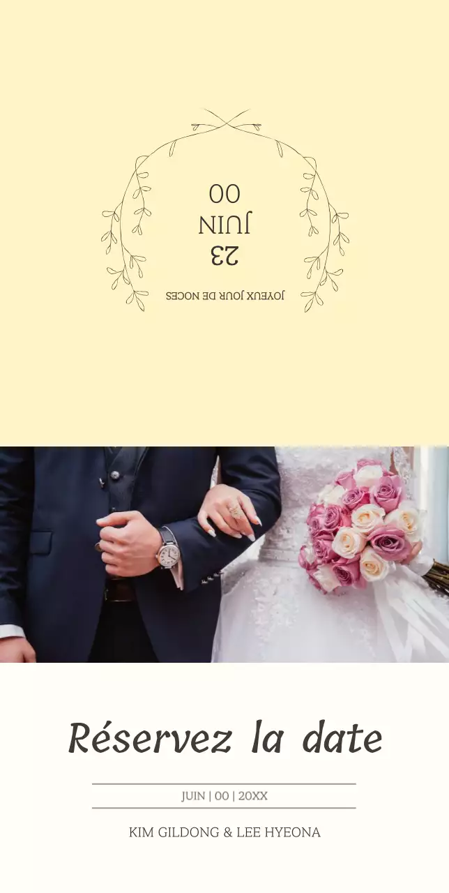 Une invitation de mariage chaleureuse et luxueuse en jaune