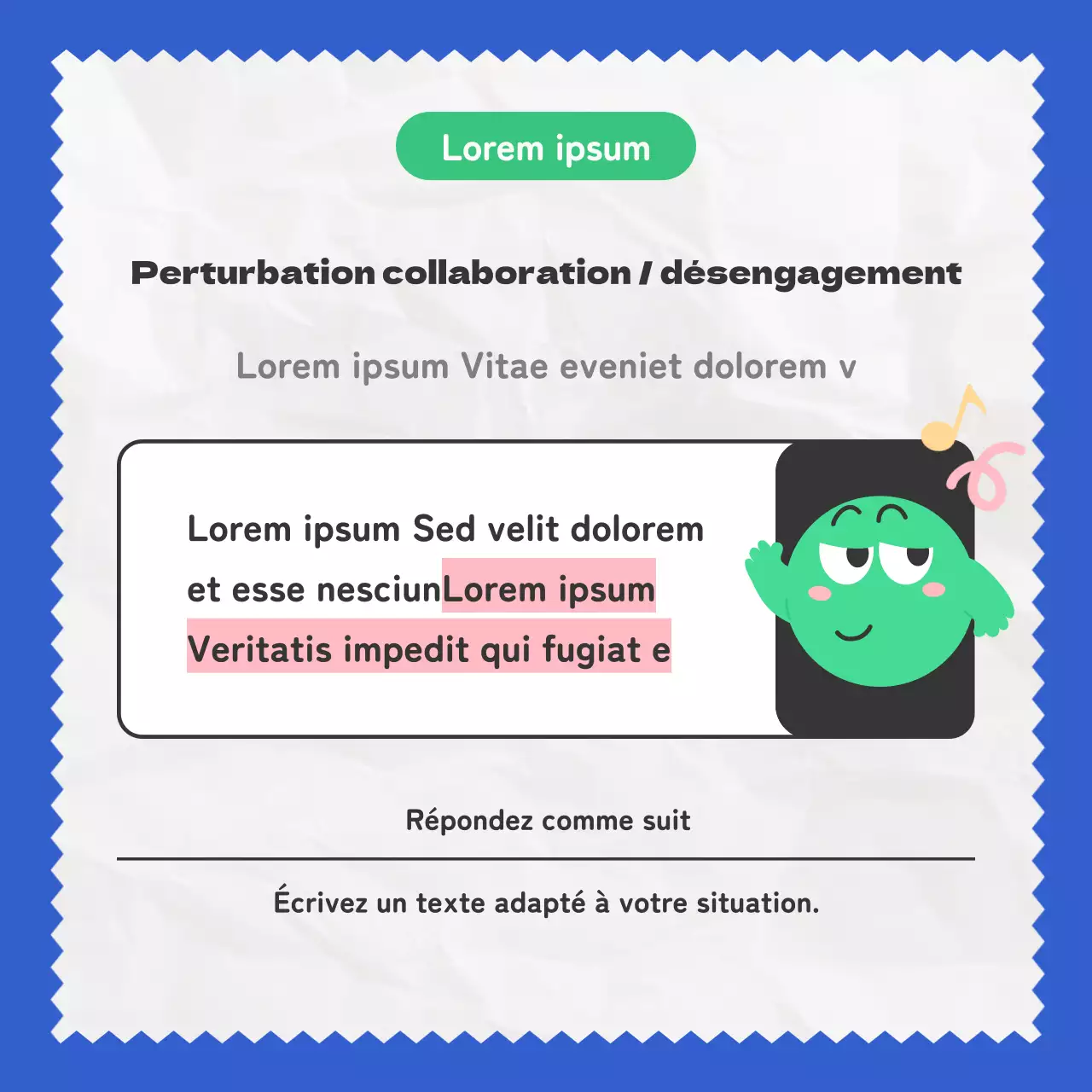 Des illustrations bleues et vertes très amusantes présentent le vrai type de collègue.