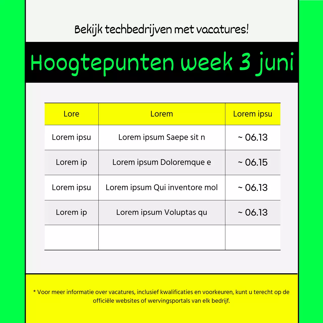 Fluorescerend limoengroen en geel IT-bedrijf job aanbevelingen