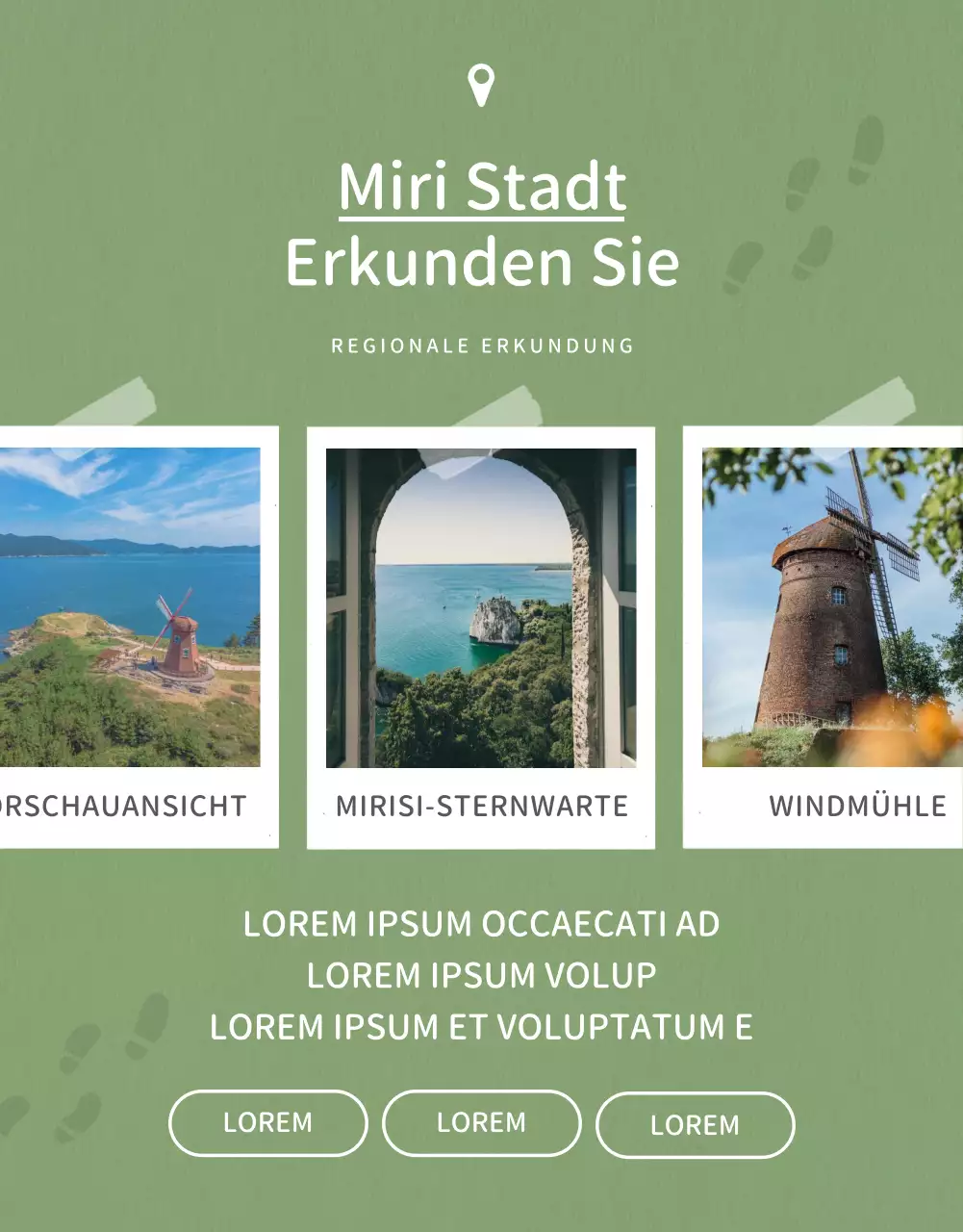 Polaroid Konzept Bereich Explorationsprogramm in hellgrün und gelb