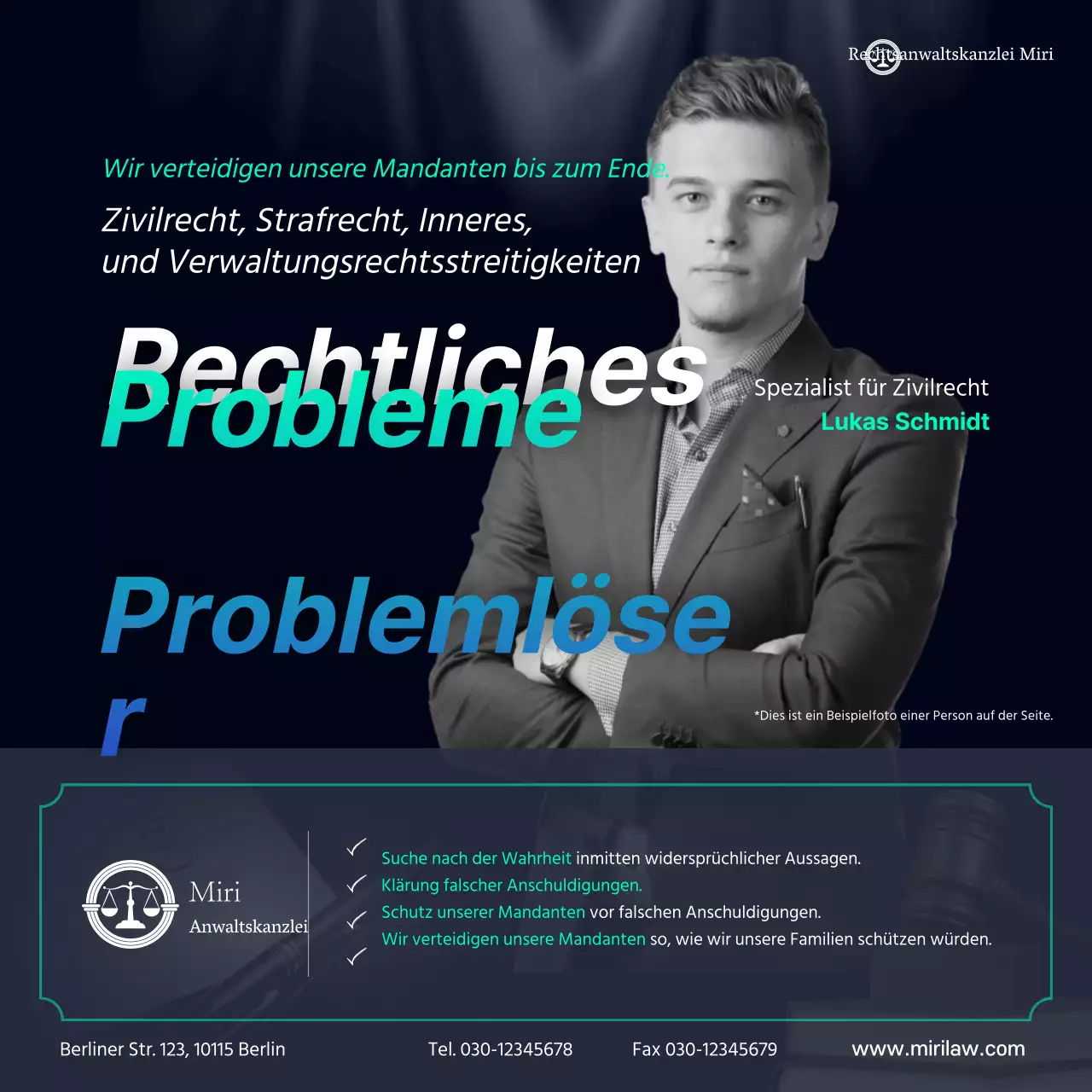 Modernes, einfaches Anwalts-Thema in Hellblau und Marineblau