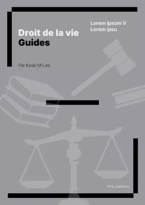 Guide du droit vivant avec des icônes juridiques grises et des lignes en gras