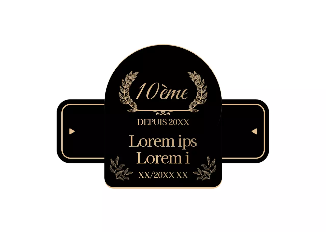 Un cadre en forme de laurier, noir et or, propre et élégant, pour commémorer le concept.