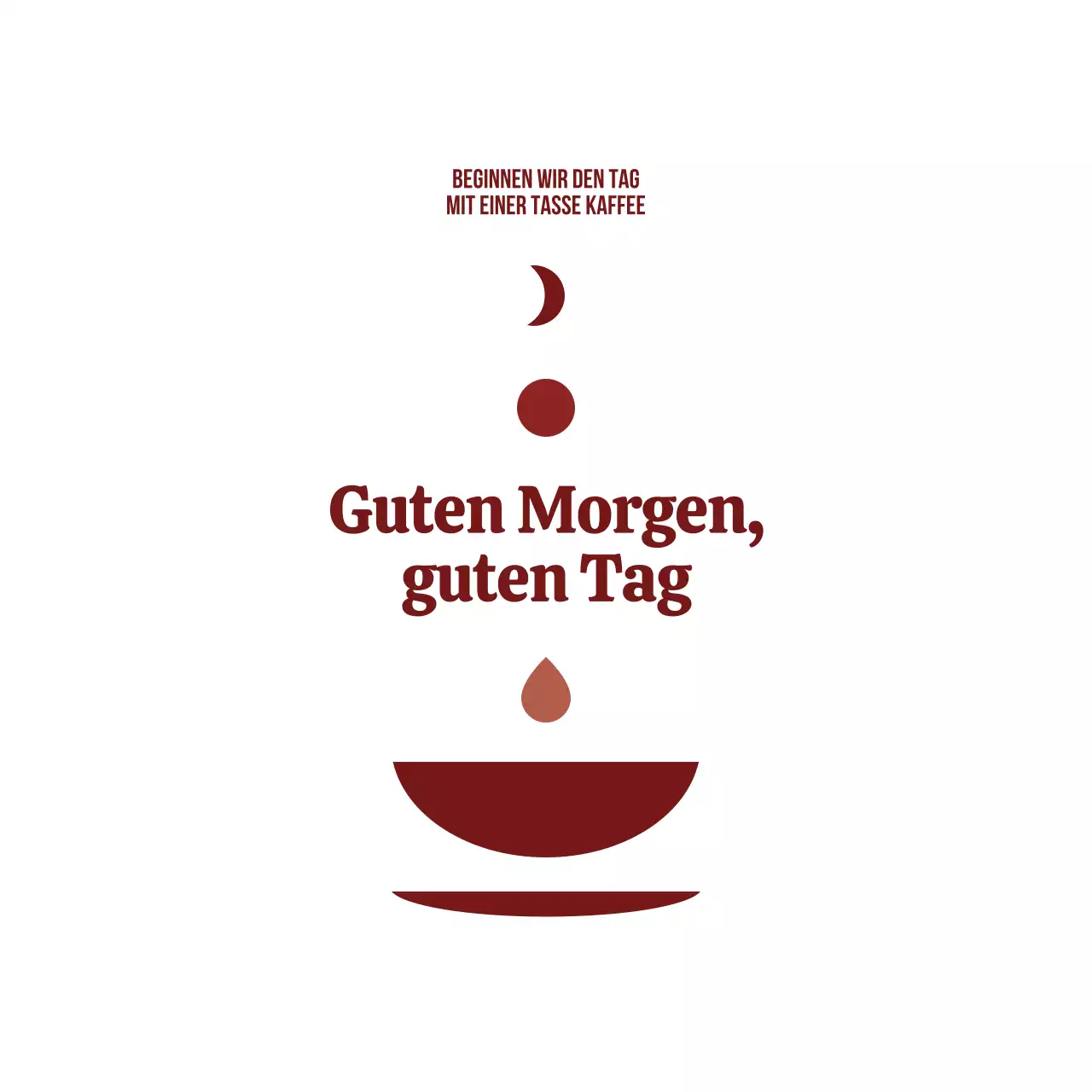 Sauberes und einfaches Cafe-Design mit einem Mond und einer Illustration einer Tasse und Kaffee