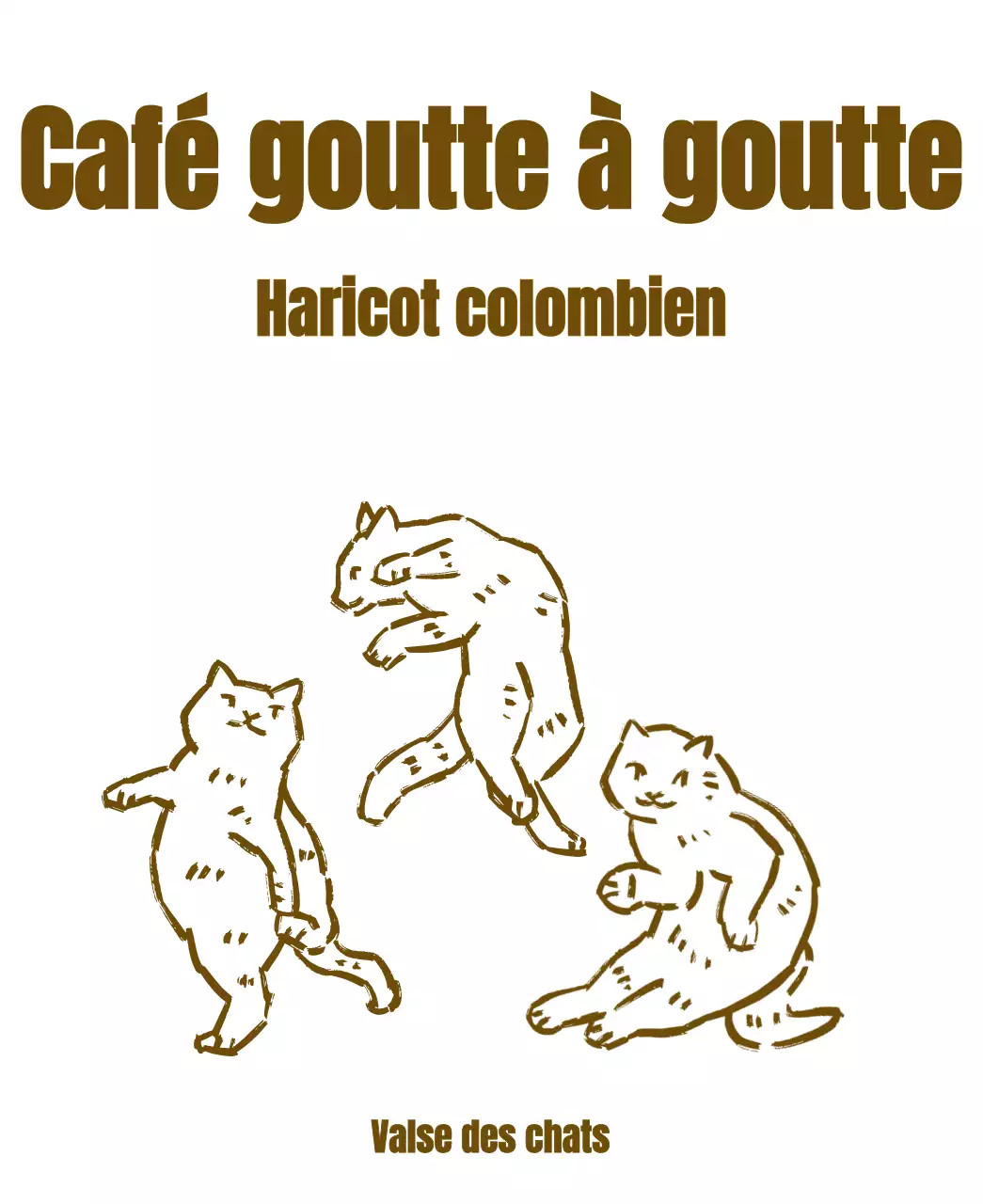 Design simple avec une illustration de chat marron ressemblant à un dessin