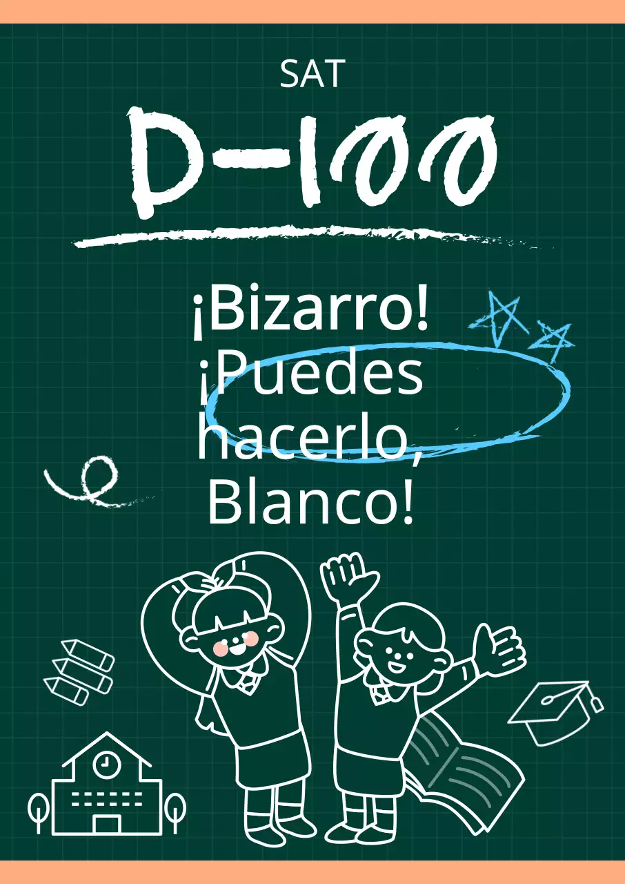 Pizarra concepto SATs back day cheer poster