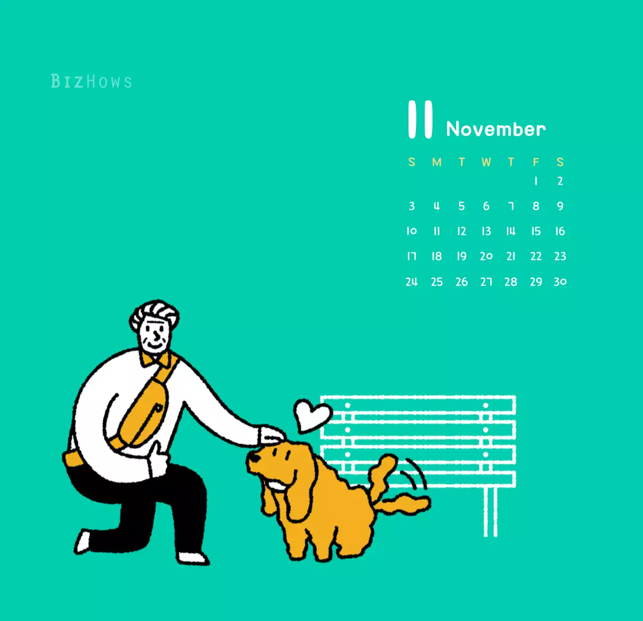 Neujahrskalender mit niedlichen Illustrationen