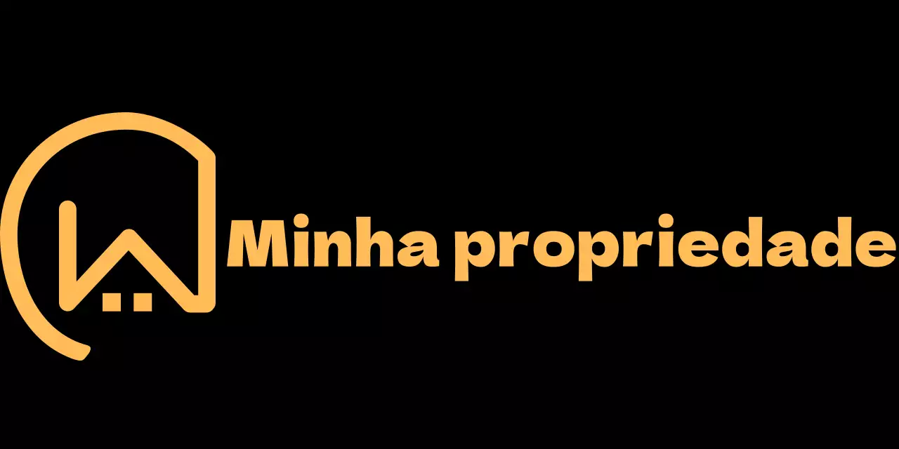 Logótipo do sector imobiliário com uma ilustração simples de uma casa em amarelo e preto