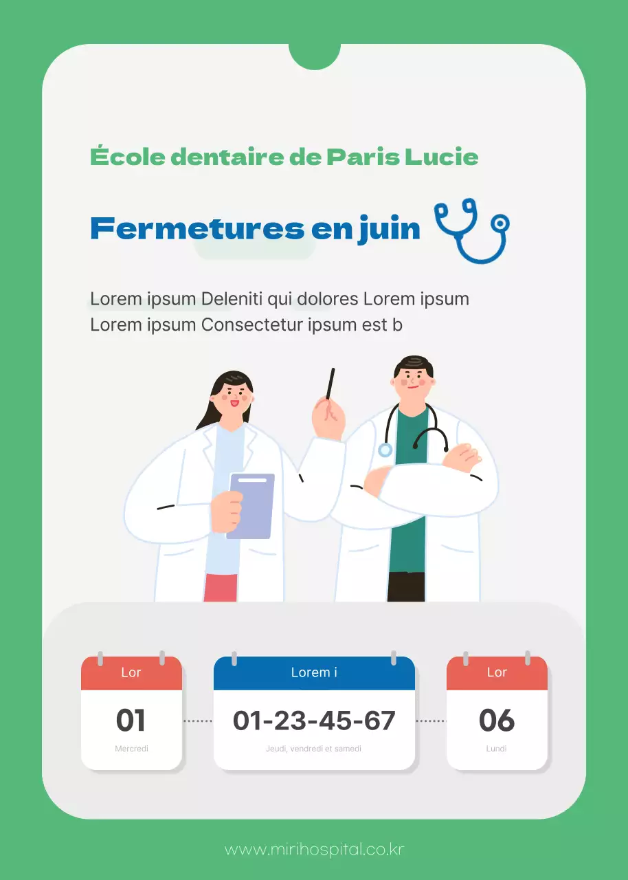 Thème d'information sur les fermetures d'hôpitaux de juin en vert et bleu