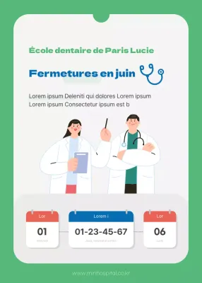 Thème d'information sur les fermetures d'hôpitaux de juin en vert et bleu