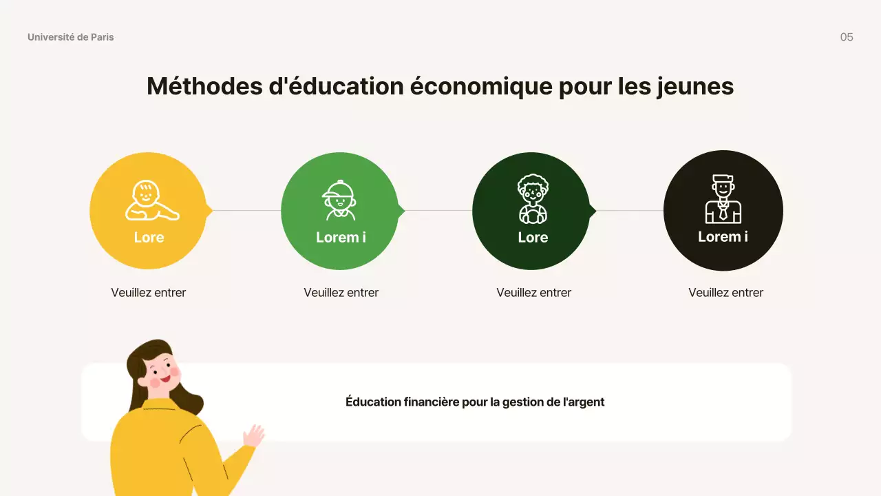 Matériel simple d'éducation économique des jeunes, jaune et brun