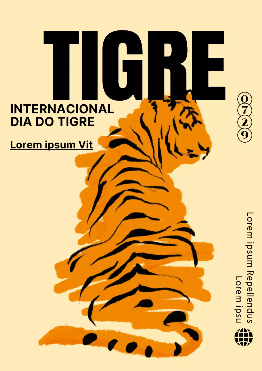 Dia Internacional do Tigre em laranja DrawingConcept