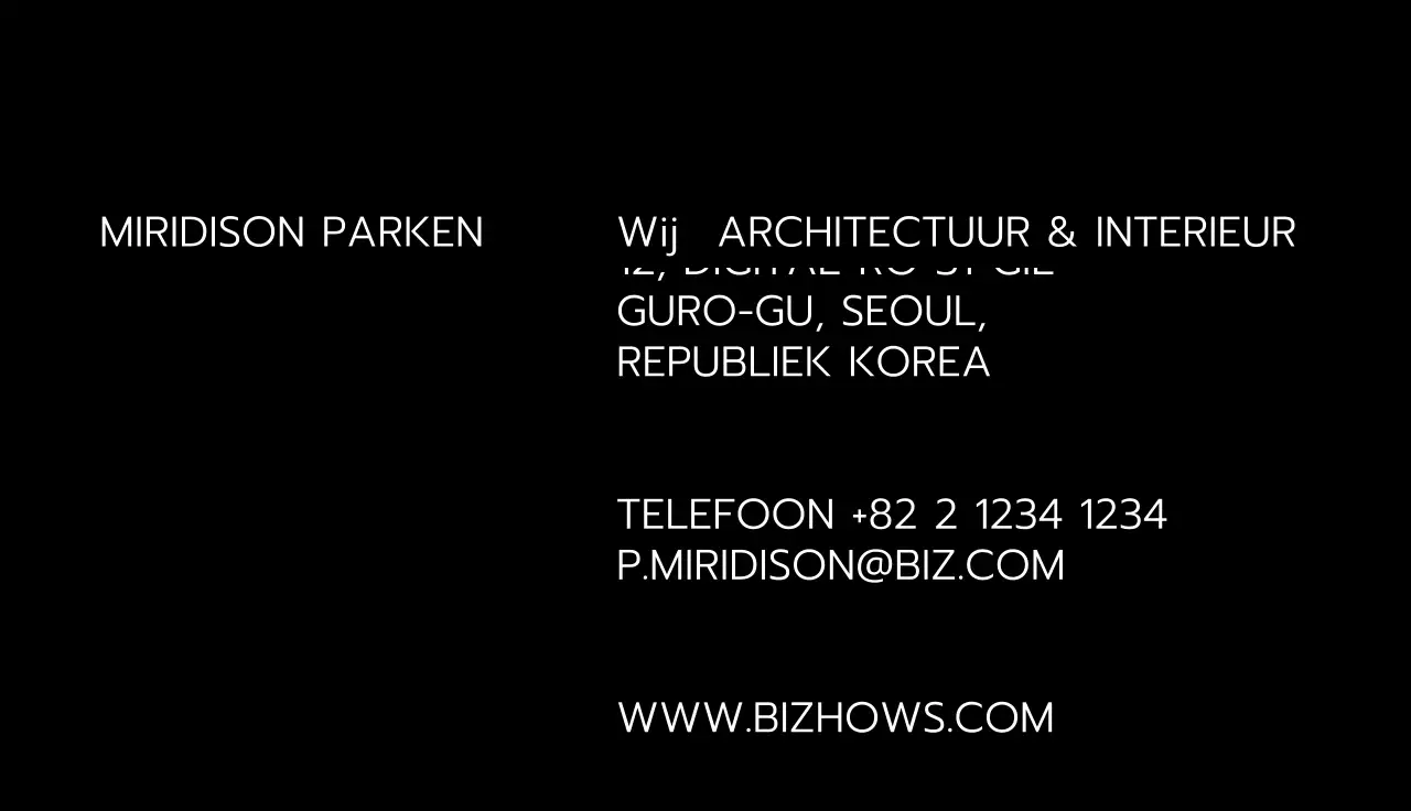 Stedelijk visitekaartje met witte lijnen op een zwarte achtergrond