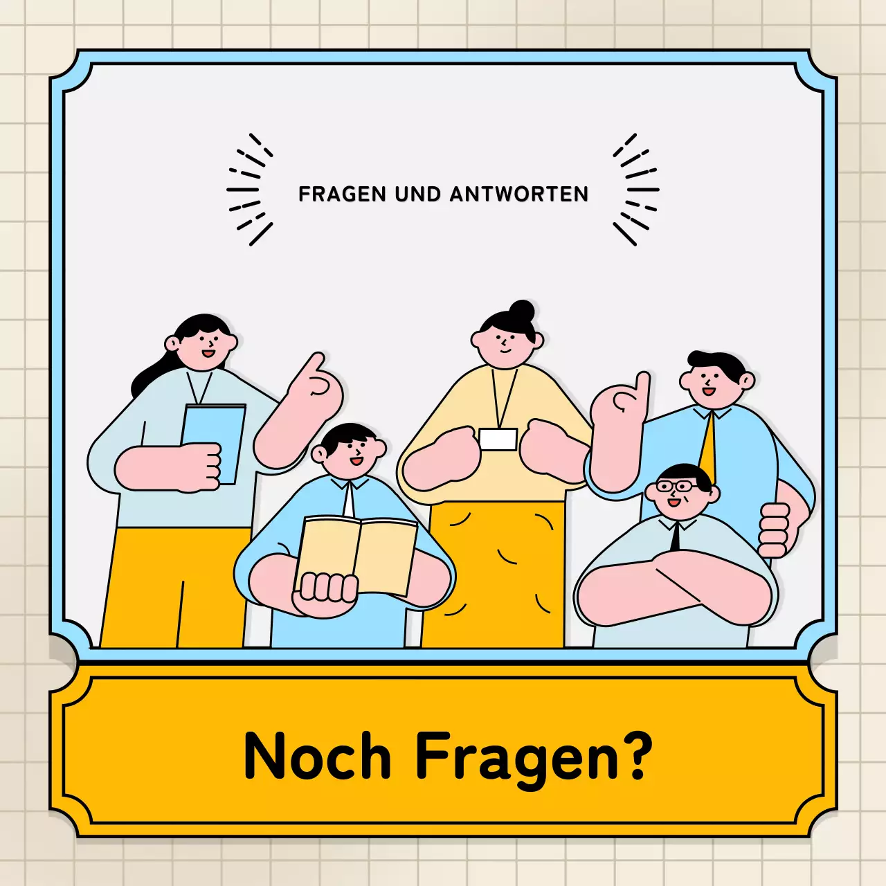 Hellblaue und gelbe Sprechblasen und niedlicher Illustrationsstil