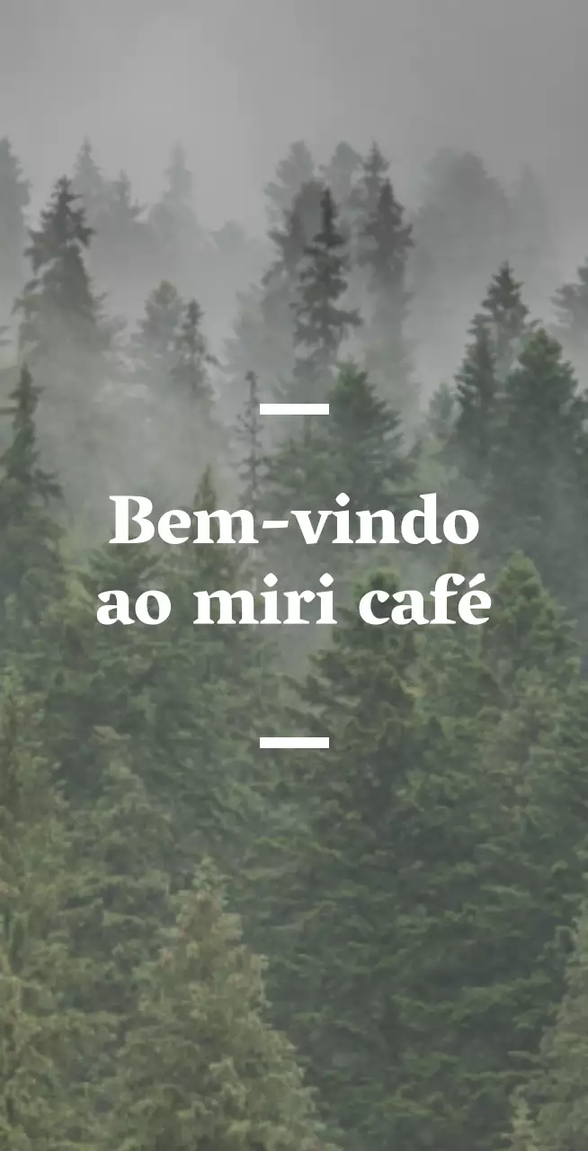 Café balsa de língua inglesa com sinalética sentimental com uma fotografia de uma floresta.
