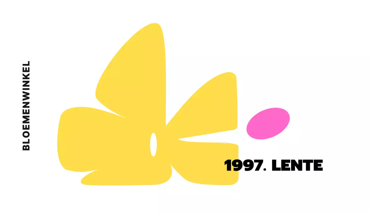 Kleurrijk geel en roze bloemenwinkel visitekaartje