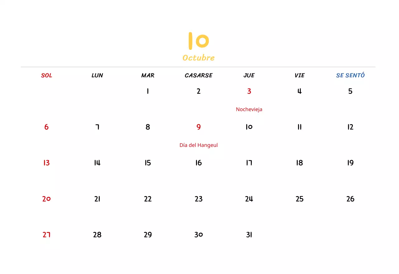 Calendario de Año Nuevo con simpáticas ilustraciones