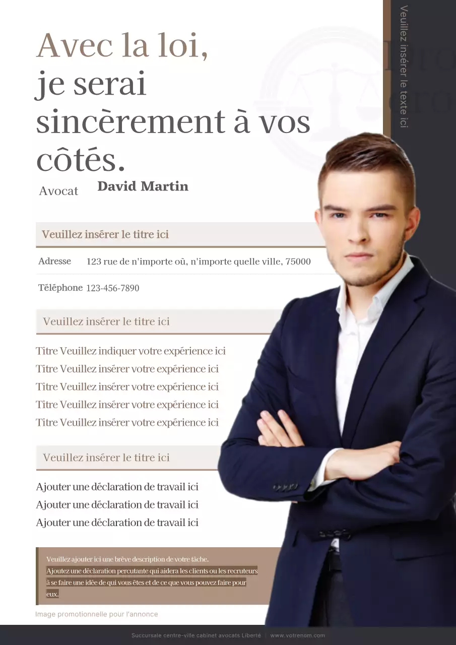 Un profil d'avocat propre, gris et marron