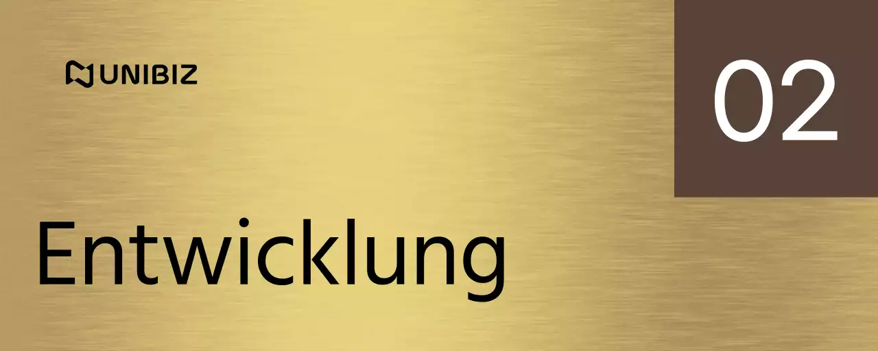 Ein einfaches Platzhalterzeichen mit braunen und schwarzen Namen von Unternehmensabteilungen und quadratischen Formen.
