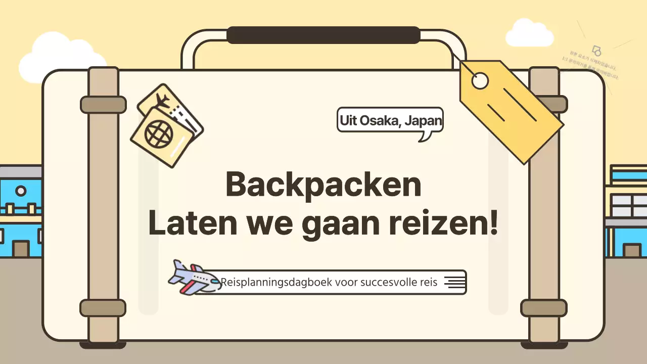 Schattig bagageconcept met reisroute in geel en beige