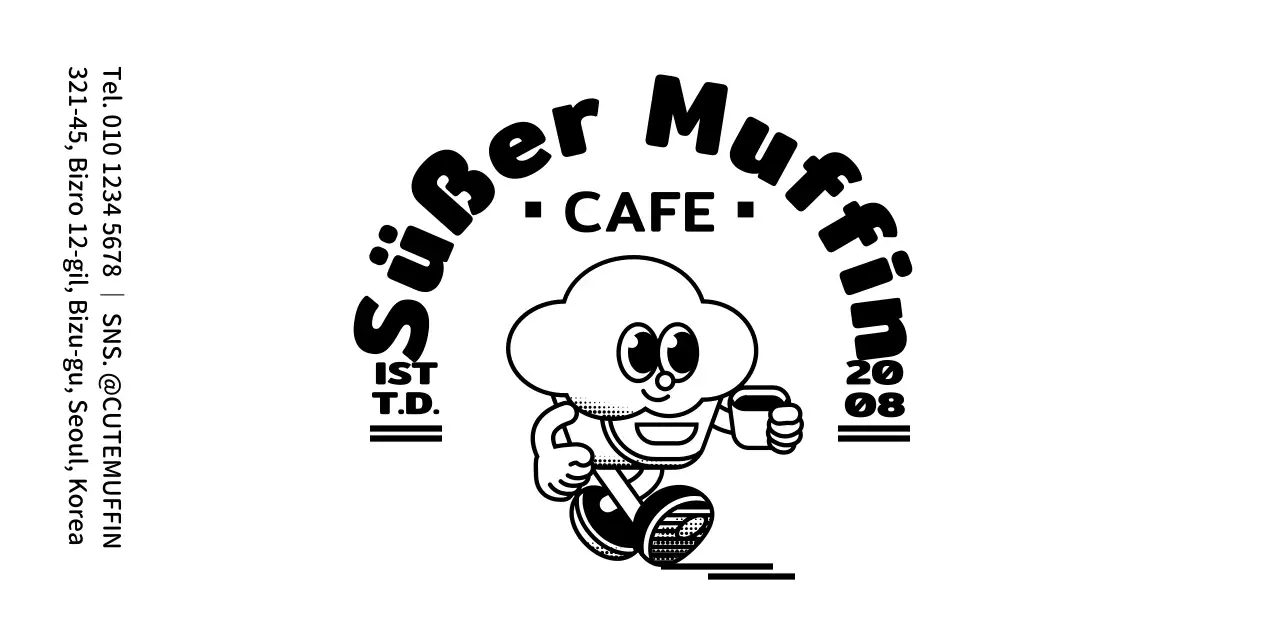 Niedlich und einfach Muffin Charakter Logo Stil Dessert Café für Informationen und Service.