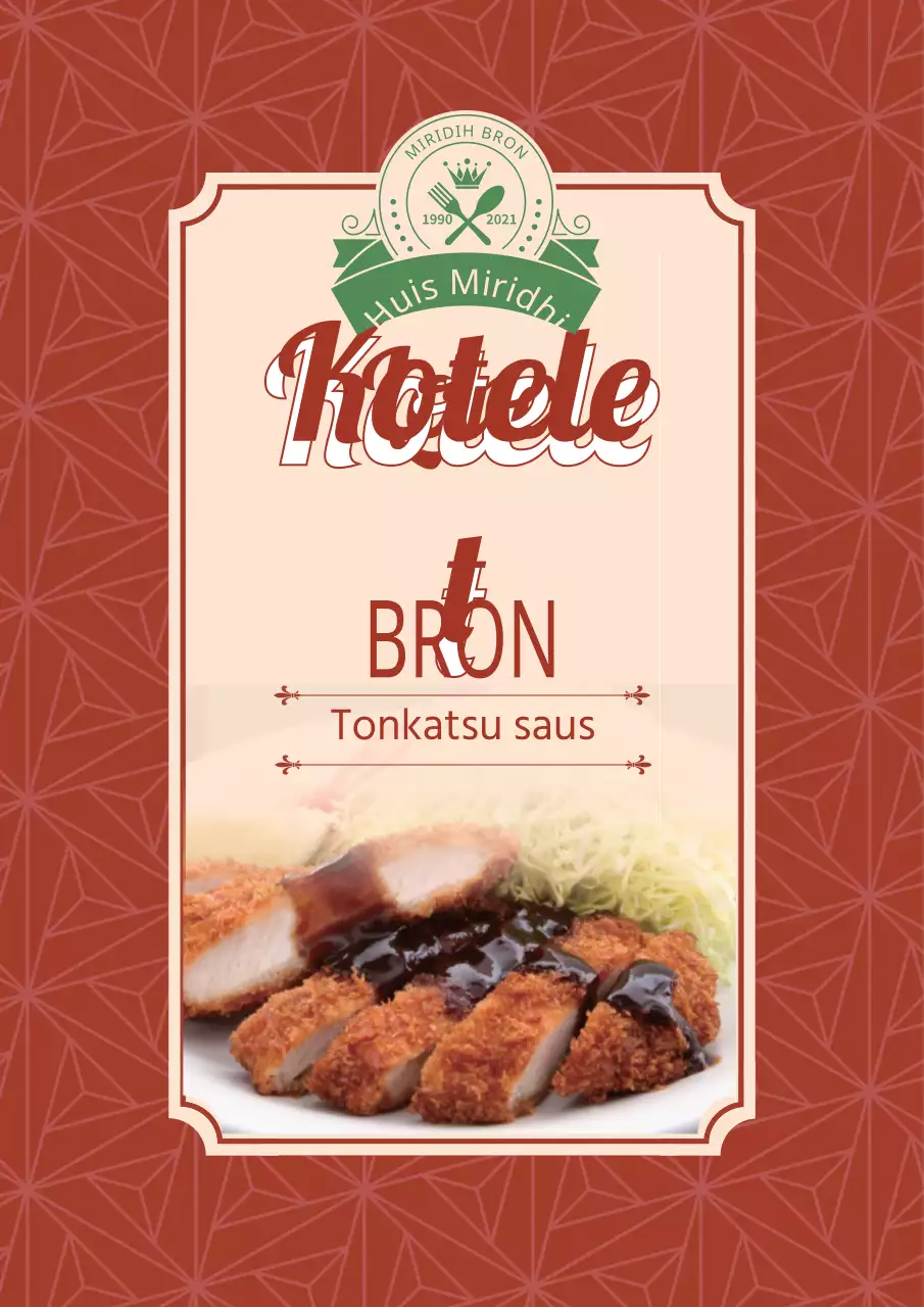 Tonkatsu-sausetiketten met kleurrijke patronen