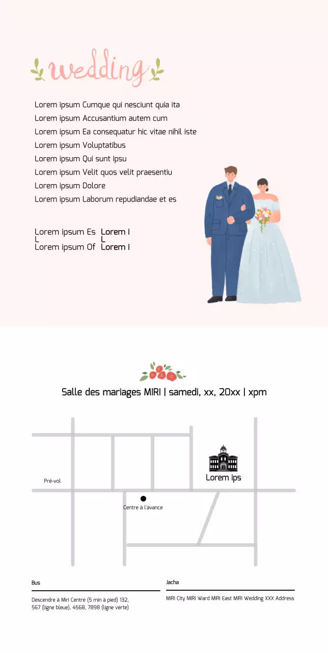 Jolies invitations pour les mariés sur fond blanc