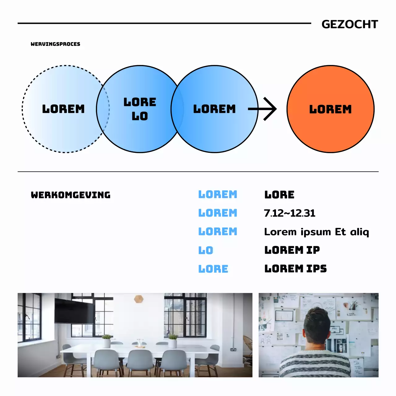 Werven voor stages met illustraties in lichtblauw en zwart