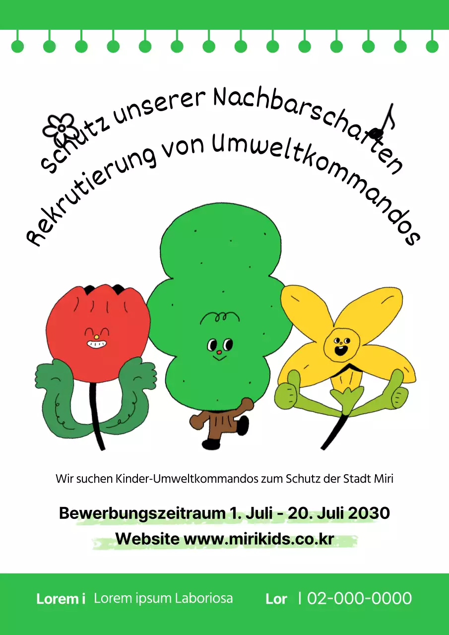 Ein niedliches, grünes, illustriertes Poster über die Umwelt