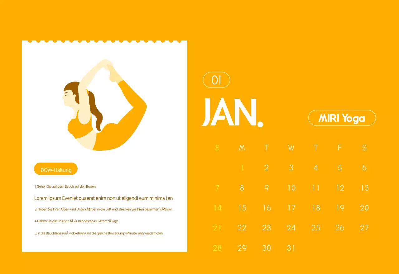 Orangefarbene Kalender zum Verschenken bei der Werbung für Ihr Yogastudio