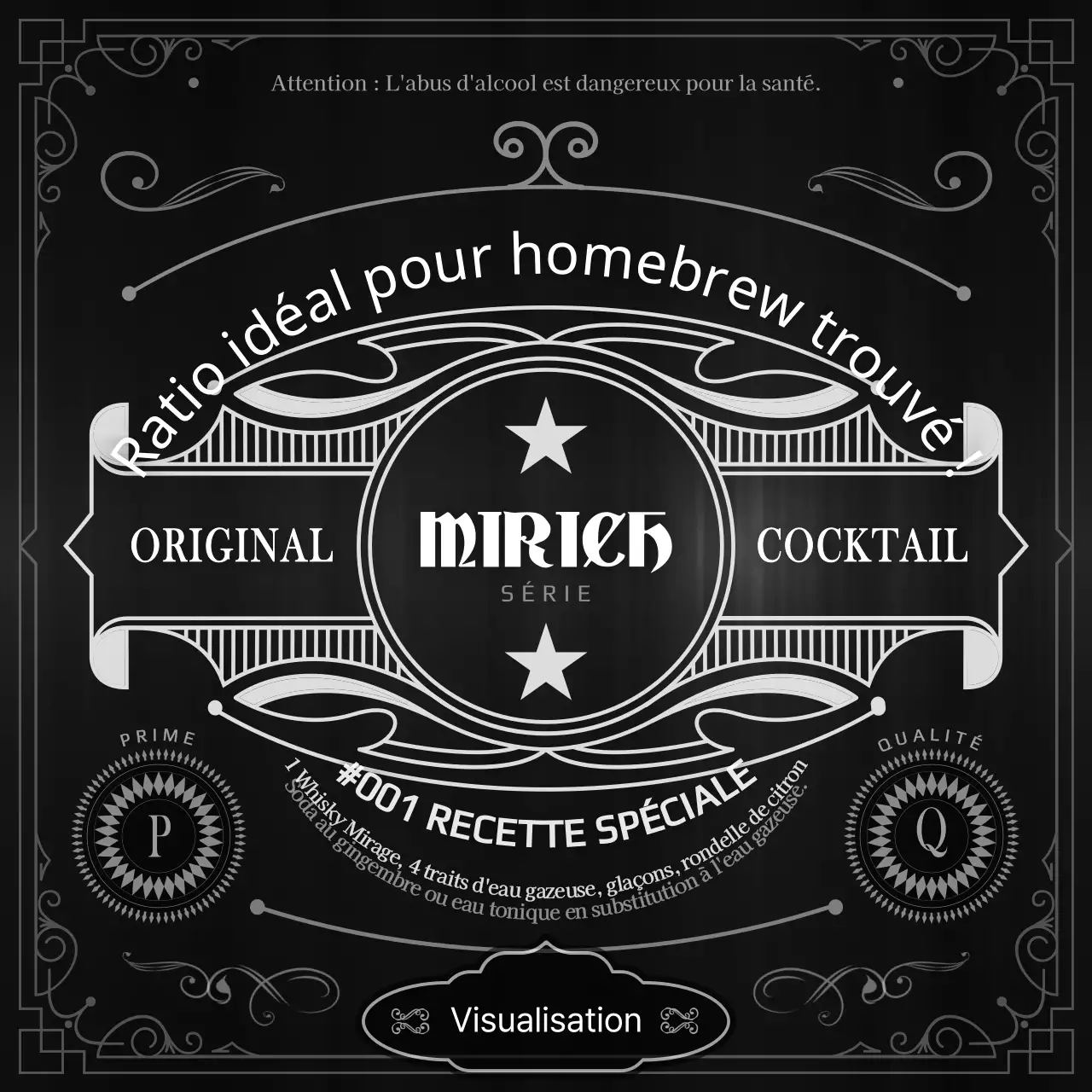 Black and White Whisky Label Concept Homebrew Recipe Information